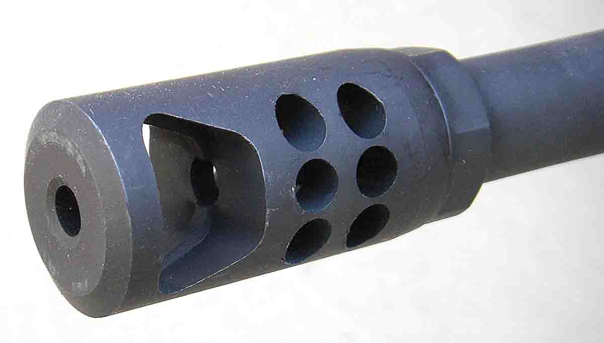 A Hybrid Muzzle Brake reduces recoil and is said to minimize noise and muzzle blast over previous designs.